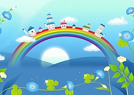 風(fēng)景矢量圖彩虹