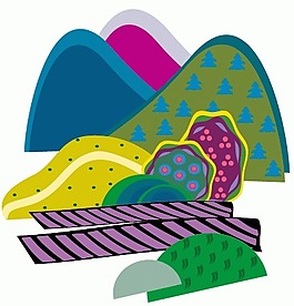 山脉风景矢量图