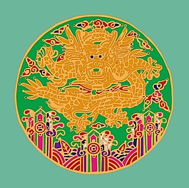 圆形龙图案矢量图