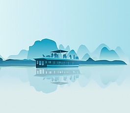 山水風光矢量圖下載