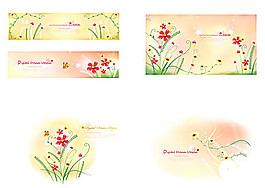 清新花朵背景矢量