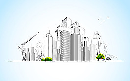 手繪城市建筑矢量素材
