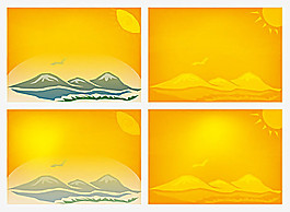 卡通夕陽(yáng)背景矢量素材
