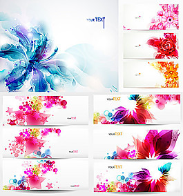 幻彩花紋橫幅旗幟矢量素材