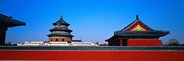 北京園林建筑天壇周邊明清建筑藍(lán)天紅墻宮殿