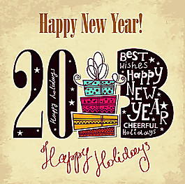 復(fù)古風(fēng)格2013新年背景矢量素材03