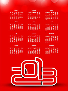 2013新年紅色掛歷矢量素材