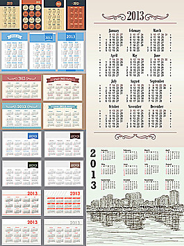 2013年創(chuàng)意日歷匯矢量素材1