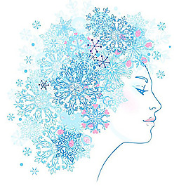 雪花花紋女人側(cè)面像矢量