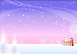 玻璃移门装饰卡通图片雪花房屋雪地
