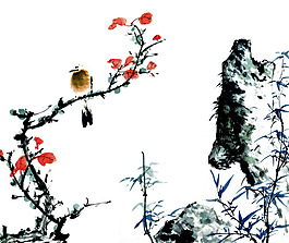 玻璃移门装饰图片水墨梅花