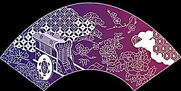 中国传统线描图案扇形矢量