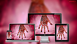 apple用壁纸（红色花纹手掌）