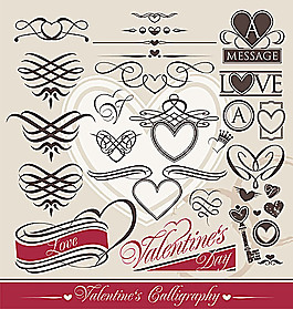 歐式心形線條矢量素材