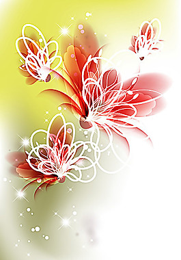 夢幻鮮花透光花朵矢量素材