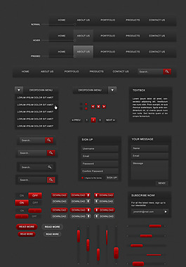 黑色主题网页UI素材