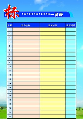 展板設(shè)計(jì)一覽表