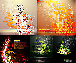 夢(mèng)幻炫彩延伸花紋矢量素材