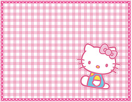 溫馨粉嫩格子Hello Kitty背景