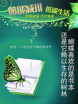 環(huán)保公益廣告節(jié)能減排低碳生活蝴蝶書籍篇