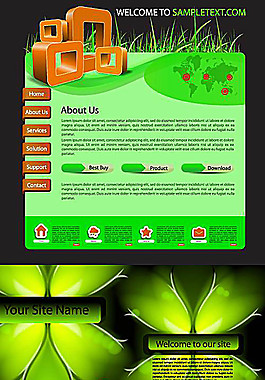 生物科技網站模板矢量素材