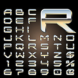金属立体字母矢量素材