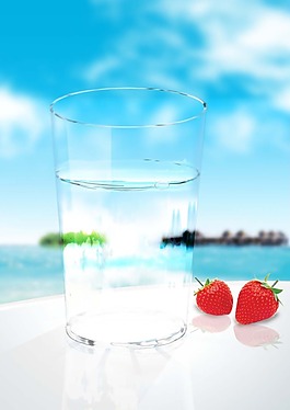 水杯草莓海報