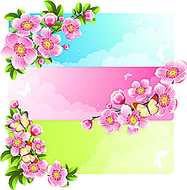 鮮花背景橫幅矢量素材