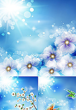 春天爛漫花朵背景矢量素材