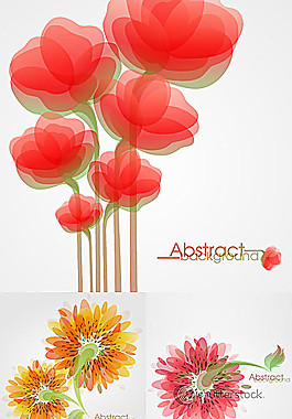 幾何形組合花朵矢量素材
