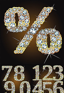 璀璨鉆石數字矢量素材