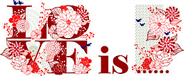 矢量花紋素材紅色花紋