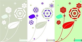 矢量花朵組圖三色抽象花朵