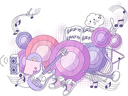 矢量插画音乐会
