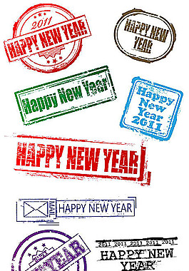 2011 happy new year蓋章矢量素材
