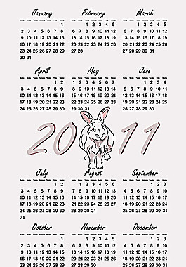可愛淡雅2011日歷矢量素材