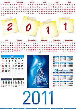 2011新年日歷矢量模板素材