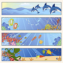 海底世界banner橫幅矢量素材