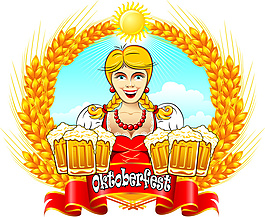 卡通啤酒女郎矢量素材