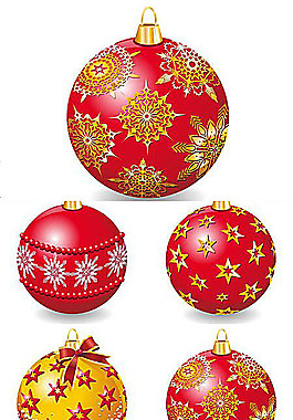 雪花圖案紅色圣誕燈飾矢量素材