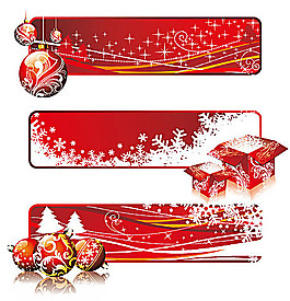 圣誕節(jié)紅色主題banner矢量素材