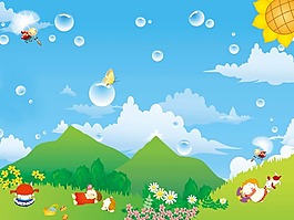 節(jié)日慶典六一兒童節(jié)藍(lán)天白云卡通