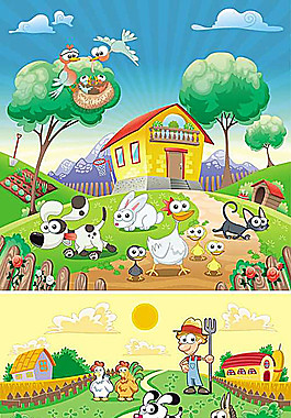 卡通農(nóng)場矢量素材
