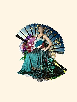 中国风海报设计扇子美女