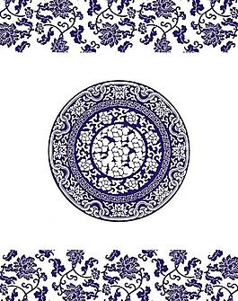 藍彩青花古典圖案圖片