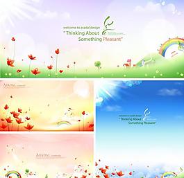 春天梦幻花纹 花朵 彩虹图片