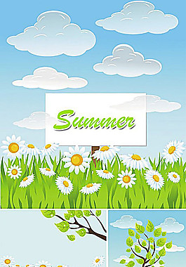 清新夏日插圖矢量素材