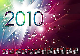 2010年炫彩年歷日歷矢量圖