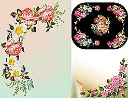 傳統(tǒng)花卉裝飾邊框矢量素材