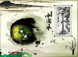 中國風(fēng)展板掛畫荷花